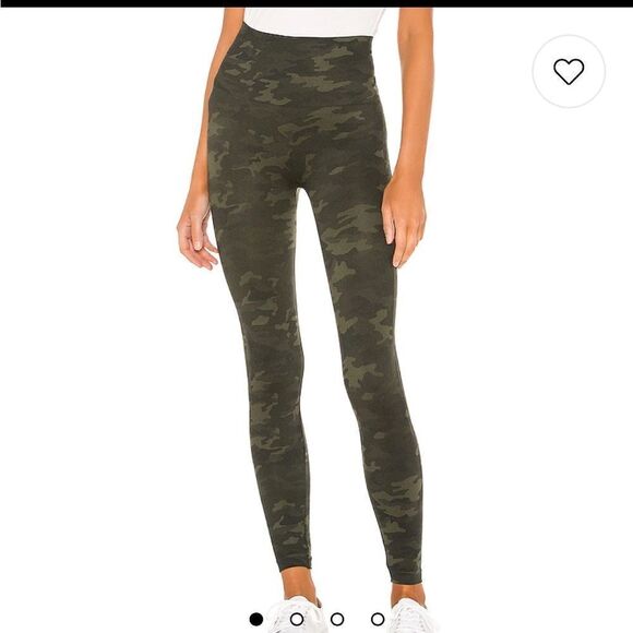 SPANX Look at Me Now Seamless High Waist Leggings Green Camo S - Picture 2 of 13
